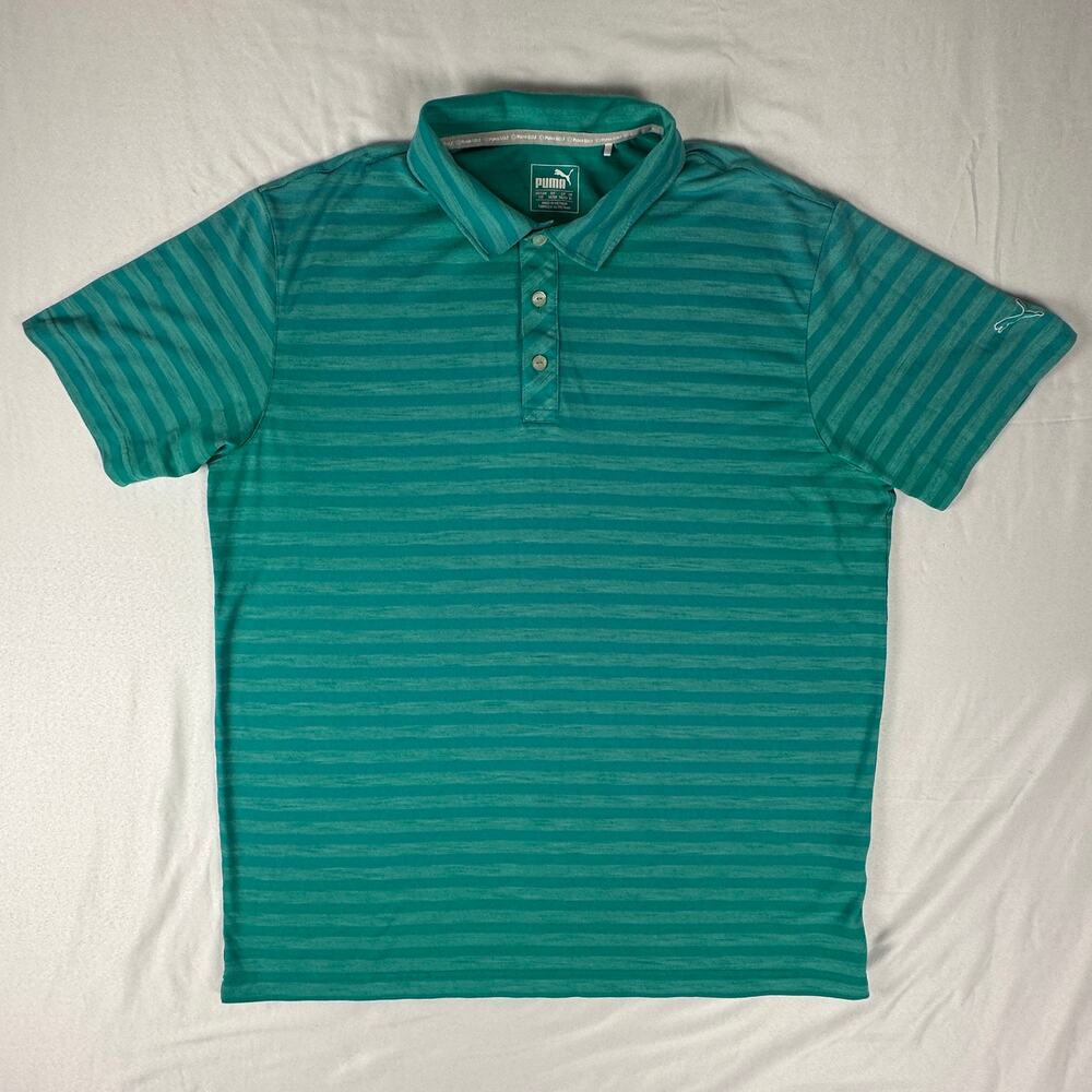 Puma Golf DryCELL Polo Shirt XL Teal Stripe